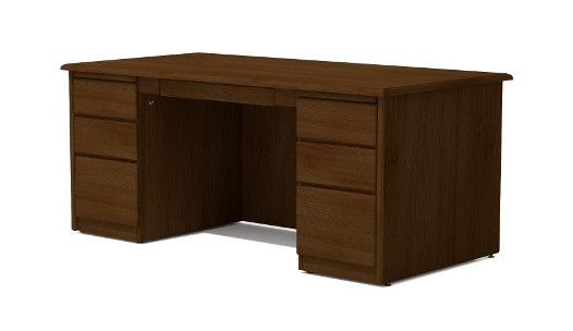 Oak Accent Desk - Double Pedestal