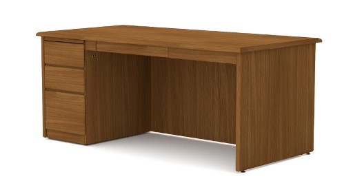 Oak Accent Desk - Single Pedestal Left
