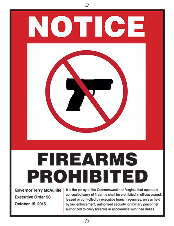 Firearms Prohibited Aluminum Sign 13"x17"