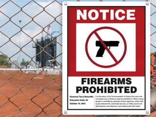 Firearms Prohibited Aluminum Sign 8.5"x11"