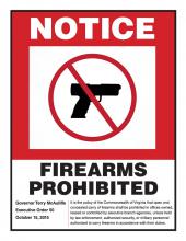 Firearms Prohibited Window Sticker